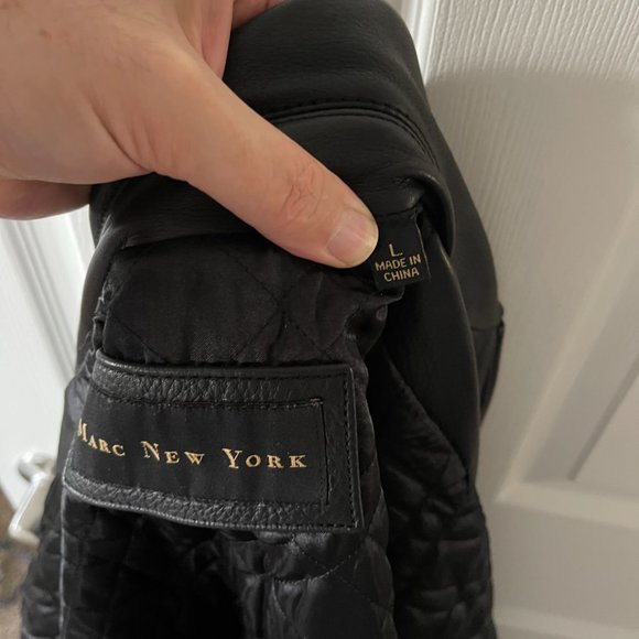 Marc New York Men's Black Leather Jacket Size L - Picture 3 of 9